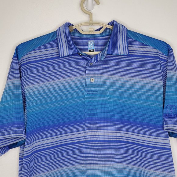 PGA Tour Men's Striped Golf Golfing Polo Shirt Size Size L - Picture 2 of 11